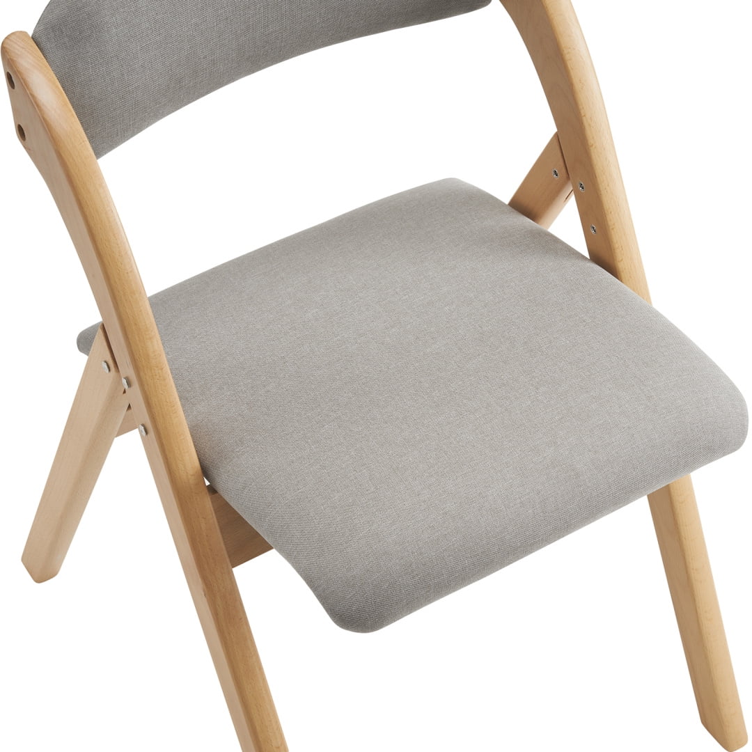 Folding Chairs 2 Pack Wooden Folding Chairs with Padded Seats and Back, Portable Stackable Dining Chairs Set of 2 Folding Chairs Ideal for Kitchen Office Wedding Party Picnic, Khaki