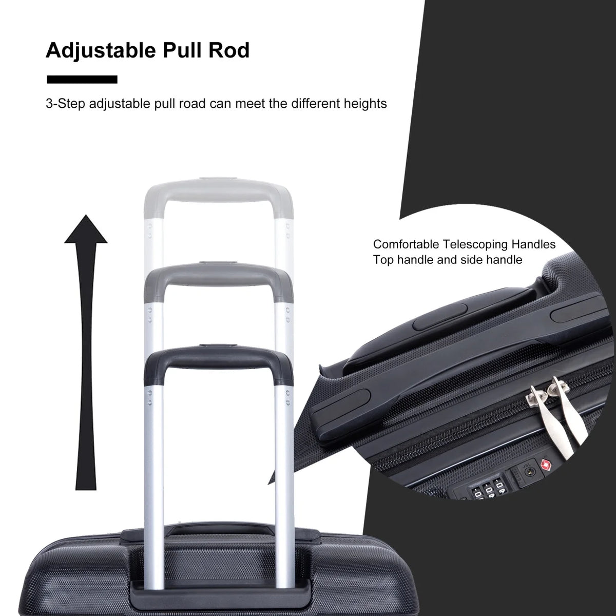 3 Piece Luggage Sets, PC Lightweight Durable Expandable Suitcase with 2 Hooks and TSA Lock, Suitcases with Wheels,21in 25in 29in,Gray
