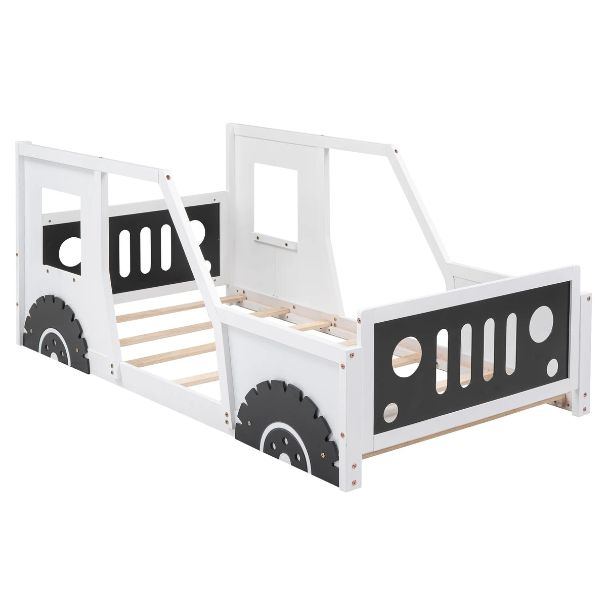 Euroco Car-Shaped Full Size Wood Platform Bed for Kids�� Bedroom, Solid Car Bed for Kids Gift, Low Profile, Blue