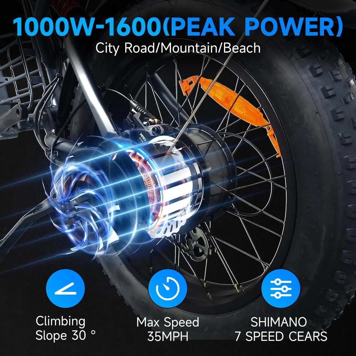 Electric Bike for Adults with 1500W Peak Motor,Max 35MPH & 56Mile��Moped ebikes with 18.9AH Battery,20" Fat Tire Commuting Off Road Mountain Ebike��Max 550LBS,UL2849 Certified
