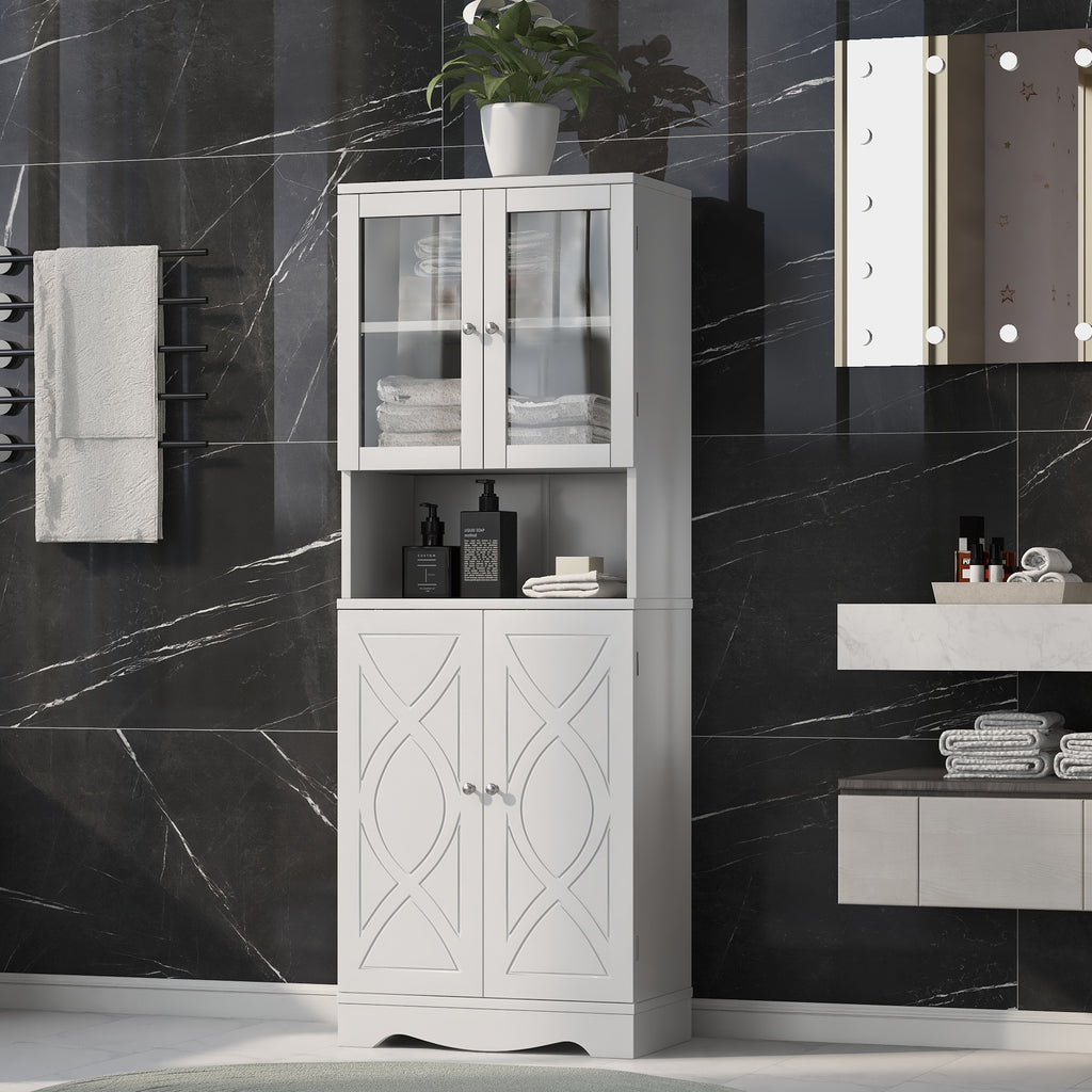 Bellemave White Tall Storage Cabinet with Adjustable Shelf Bathroom Cabinet with 1 Drawer and Storage Rack Large Freestanding Wood Cabinet Storage Organizer Floor Cabinet, White