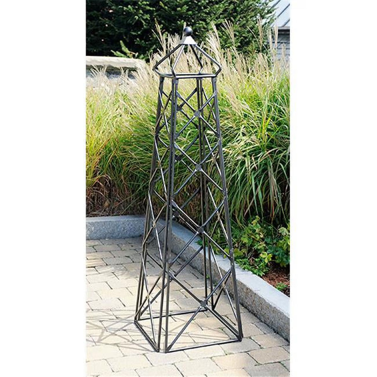 Achla Designs Lattice Obelisk Garden Trellis, 67 Inch Tall, Graphite Powder Coat Finish