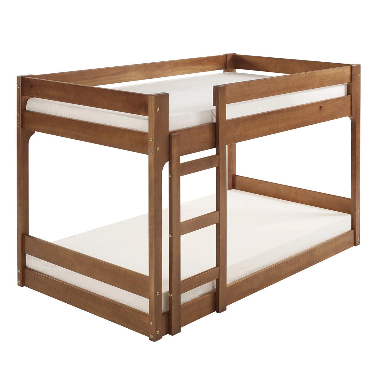 Walker Edison Modern Twin Over Twin Youth Bunk Bed, Caramel