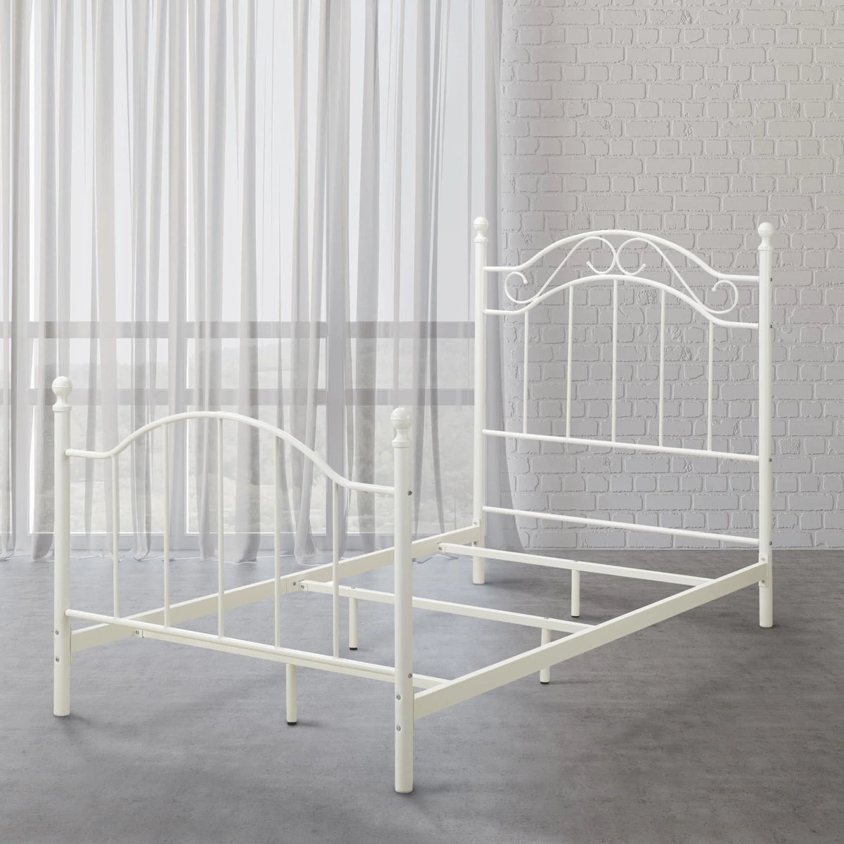 Mainstays Traditional Metal Bed Frame with Headboard and Footboard, Twin, White
