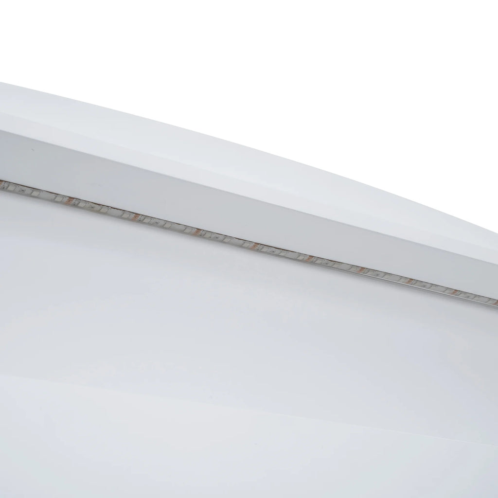 Euroco Wood Twin Size Platform Bed with Storage Headboard, Drawers Trundle and LED Light, White