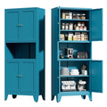 Elegant 69" Tall Modern Kitchen Pantry,Metal Storage Cabinet with Adjustable Shelves,Pantry Storage Cabinet for Kitchen,Dining Room,Living Room,Blue
