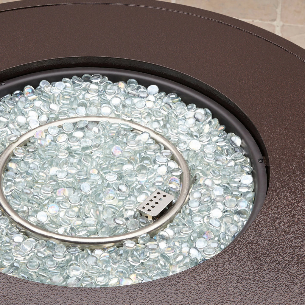 Better Homes & Gardens Colebrooke 37" Round 50,000 BTU Propane Gas Fire Pit Table with Glass Beads, Metal Lid and Protective Cover