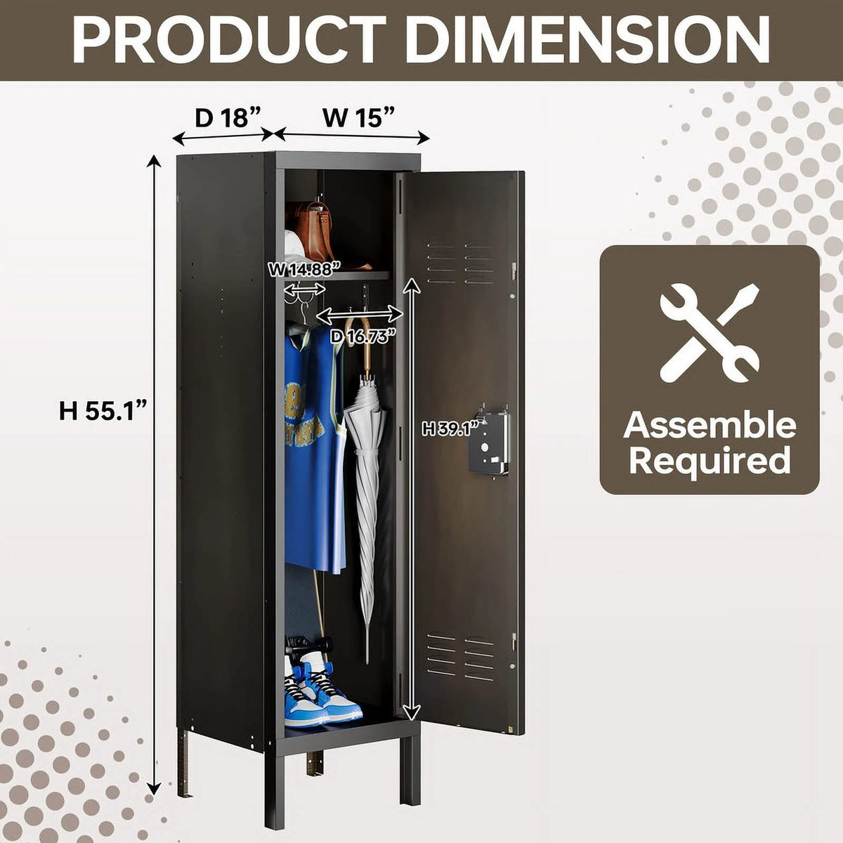 MIIIKO Metal Storage Locker, Industrial Storage Cabinet with Doors and Shelves, Stylish and Sturdy 6 Compartment with Lockable Doors, for Home Office, Club and Bar
