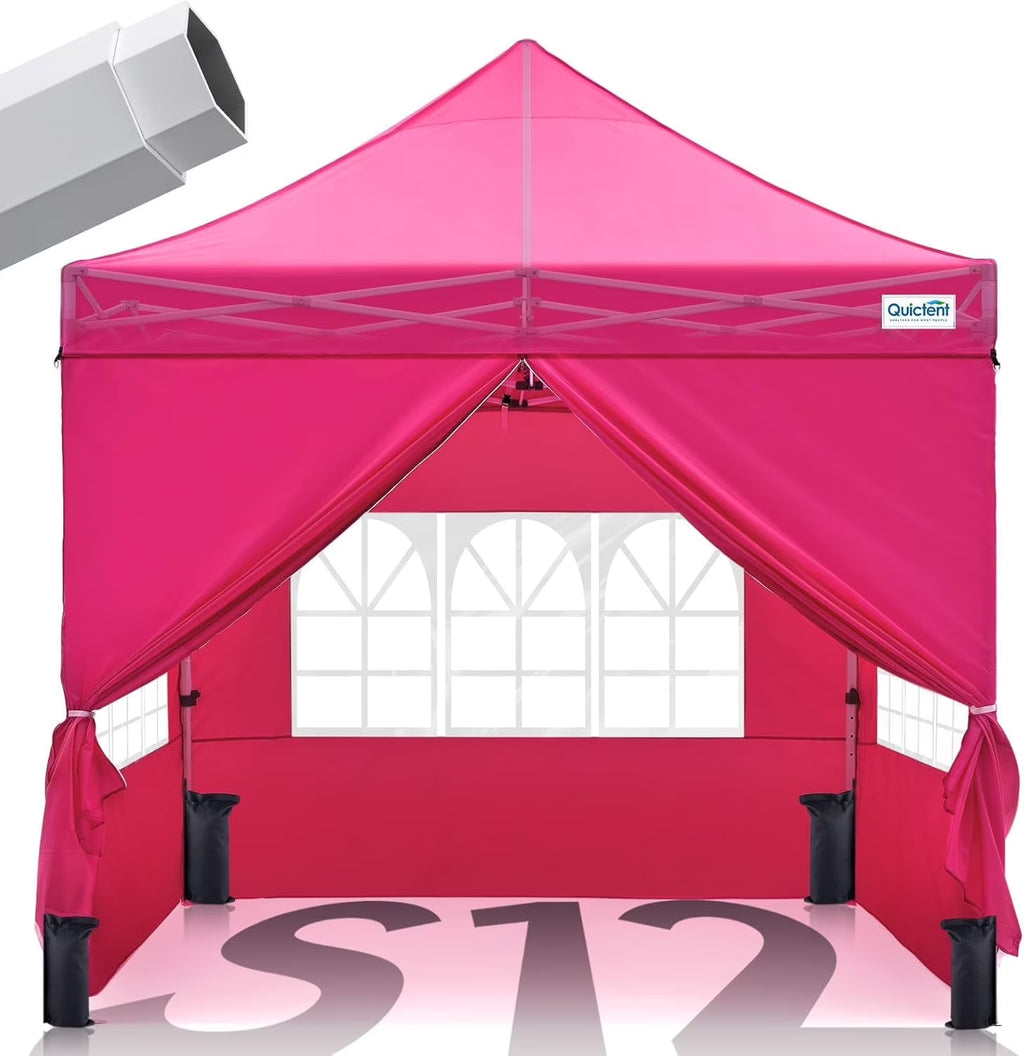 Quictent 10x10 Pop up Canopy TentPortable Instant Shelter with Vent, Ez up Canopy with Reflective Top and Fluorescent Rope