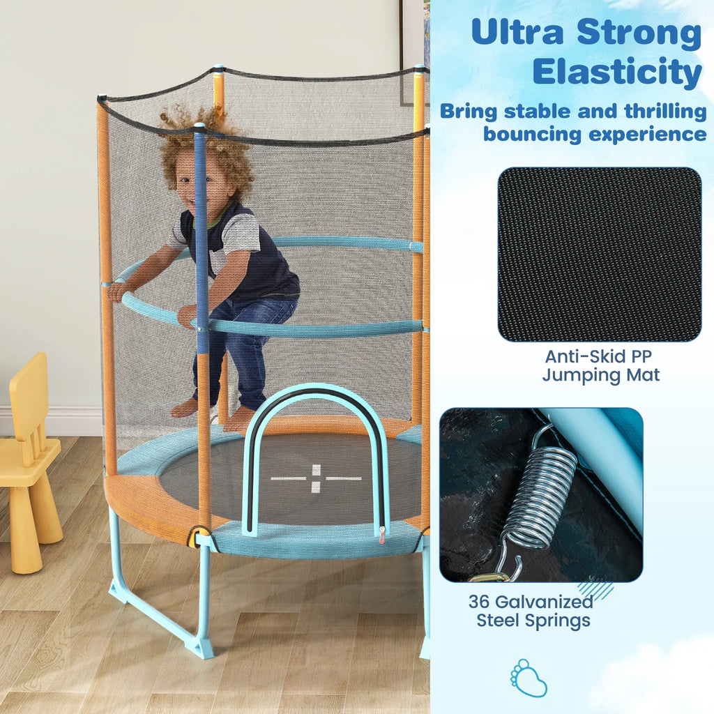 Infans 60" Trampoline for Kids w/Gymnastic Bar Rings Foamed Handle No Gap Design