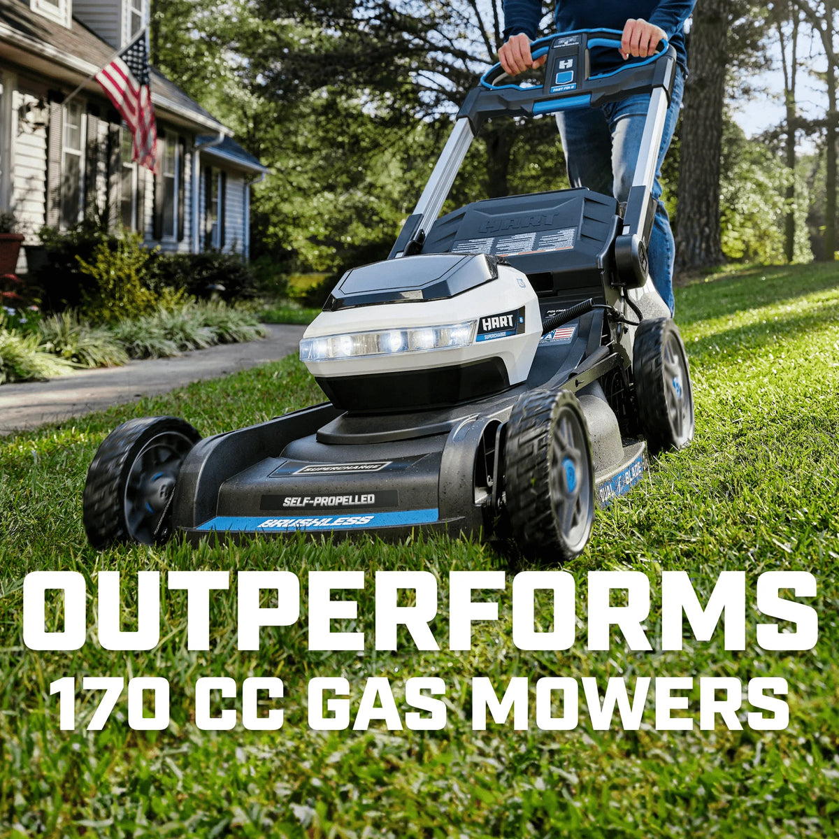HART 21-inch Supercharge Dual Blade Self-Propelled Mower Kit 40V two 6.0Ah Lithium-Ion Batteries
