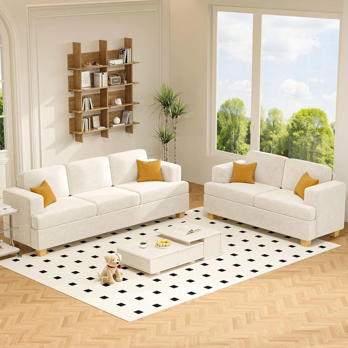 Techmilly Sofa,Comfort Modern Sofa,Extra Deep Seat,3 Seater,Living Room Apartment Lounge Sofa, Corduroy