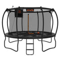 Jumpfly Trampoline 10FT Trampoline with Basketball Hoop-Curved Poles Reinforced Recreational Trampolines with Enclosure And Ladder-Outdoor Trampoline for Kids