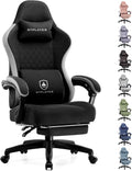 GTPLAYER Ergonomic High Back Pocket Spring Cushion Gaming Chair with Footrest & Linkage Armrests, Black