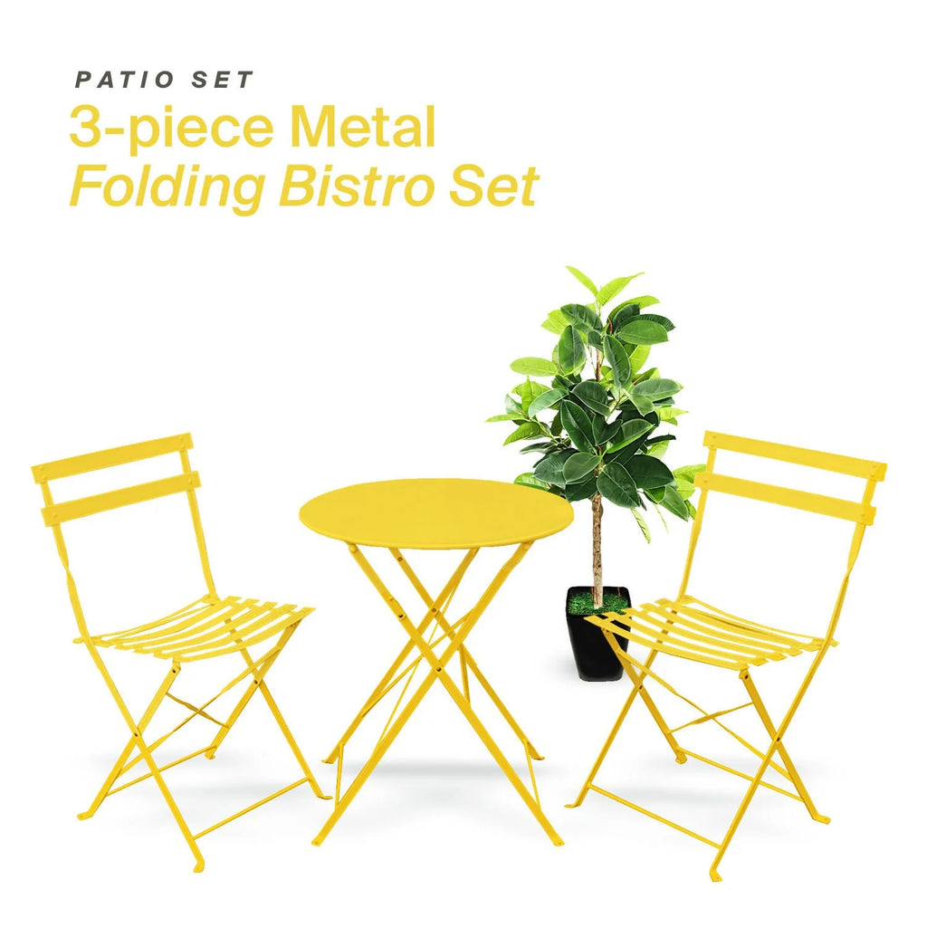 Alin 3 Piece Relaxing Outdoor Furniture Set �?2 Handy Chairs With a Round Table - Yellow