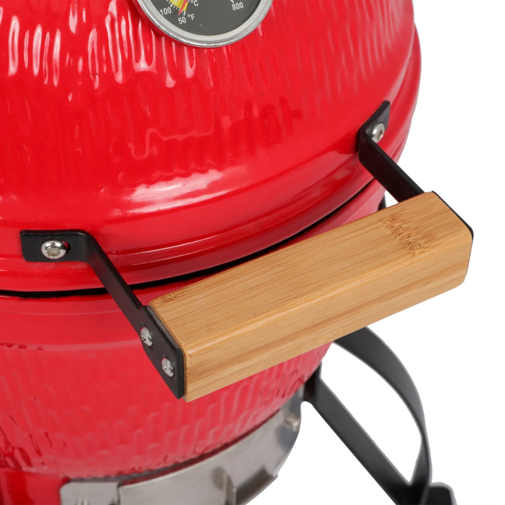 13in Ceramic Charcoal Kamado Grill with Heavy Duty Heat-Resistant Walls, 50-800��F Temp Control, for Backyard Grilling, Smoking, Baking, Orange