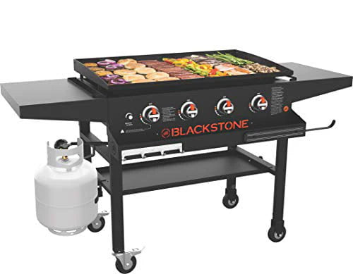 1984 Original 36 Inch Front Shelf, Side Shelf & Magnetic Strip Heavy Duty Flat Top Griddle Grill Station for Kitchen, Camping, Outdoor, Tailgating, Black