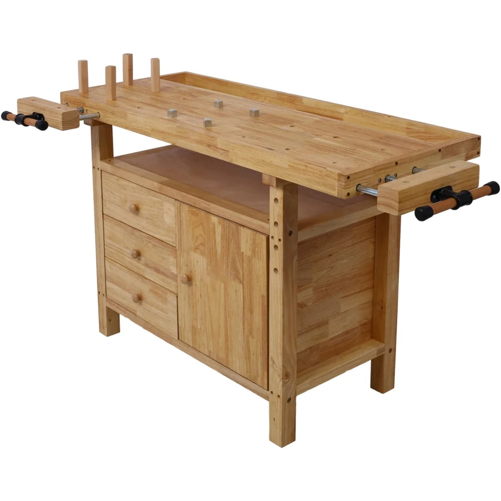 Workbench, Work Bench, Versatile and Functional Wooden Workstation, Work Table for Garage Workshop and Home, 55"L*24.5"W*33"H, Natural