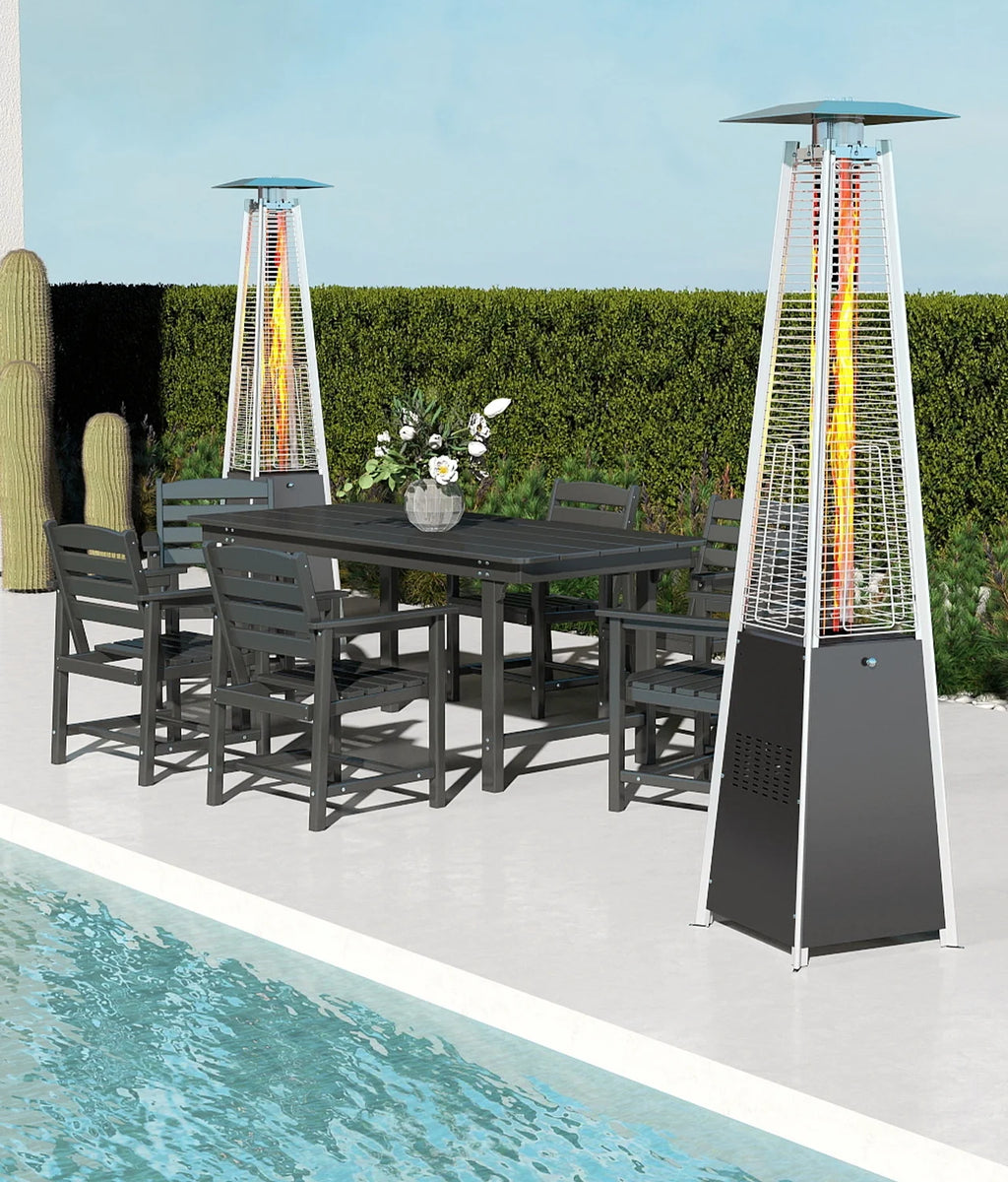 NAVINE Patio Heater, 48,000 BTU Propane Pyramid Patio Heater with Wheels, Bronze