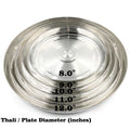 999 Pure Silver Hallmarked Light Weight Indian Dinner Thali - Style#03 Plate Diameter & Weight: 11.0 Inch Thali