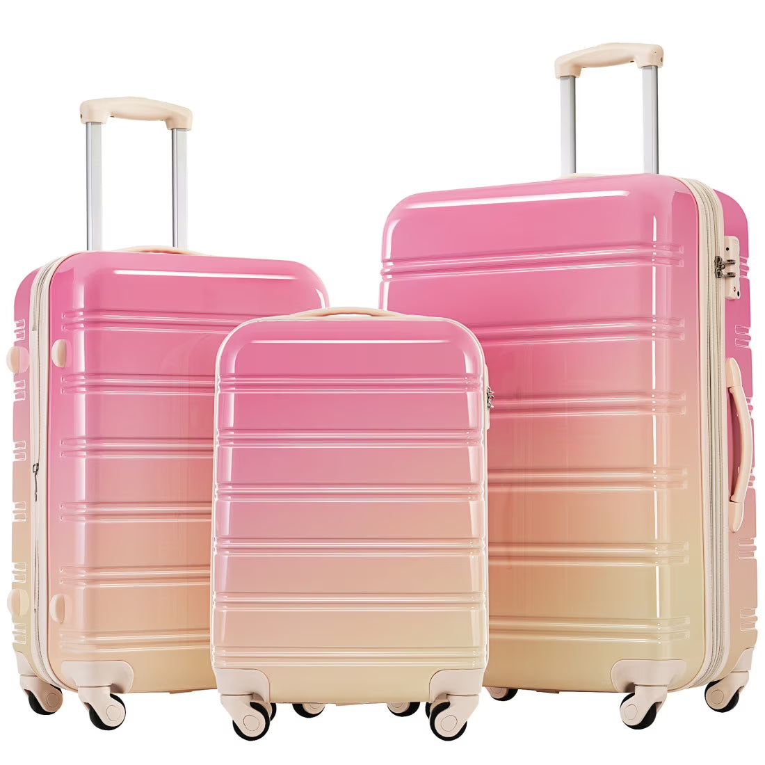 3 Piece ABS Luggage Set, Luggage with Spinner Wheel & TSA  20/24/28 inch, Purple