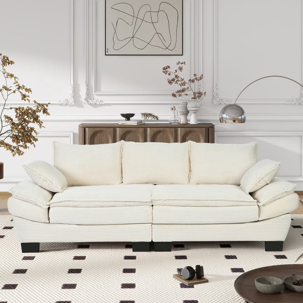 NYBOPAVIS 85.4" Corduroy Sofa, Oversized Loveseat Sofa Couch for Living Room Green