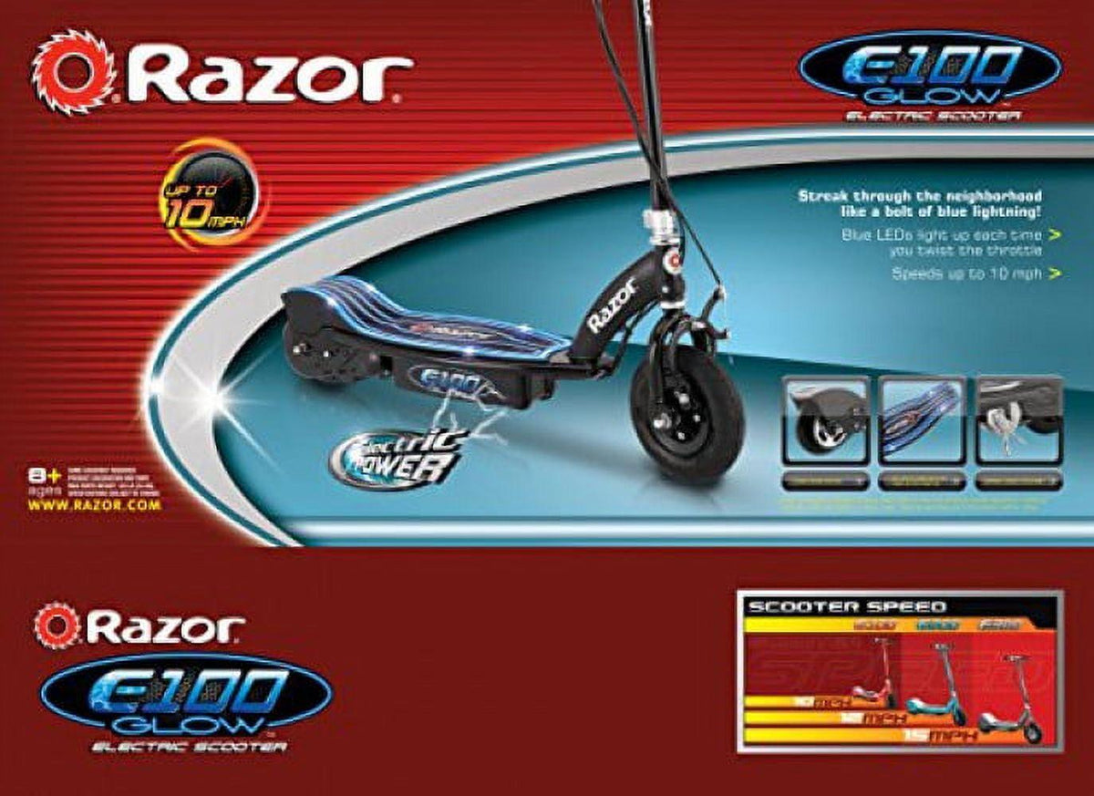 Razor E100 Glow Light-up Electric Scooter. up to 10 mph. Air-filled Front Tire. for Child Ages 8+