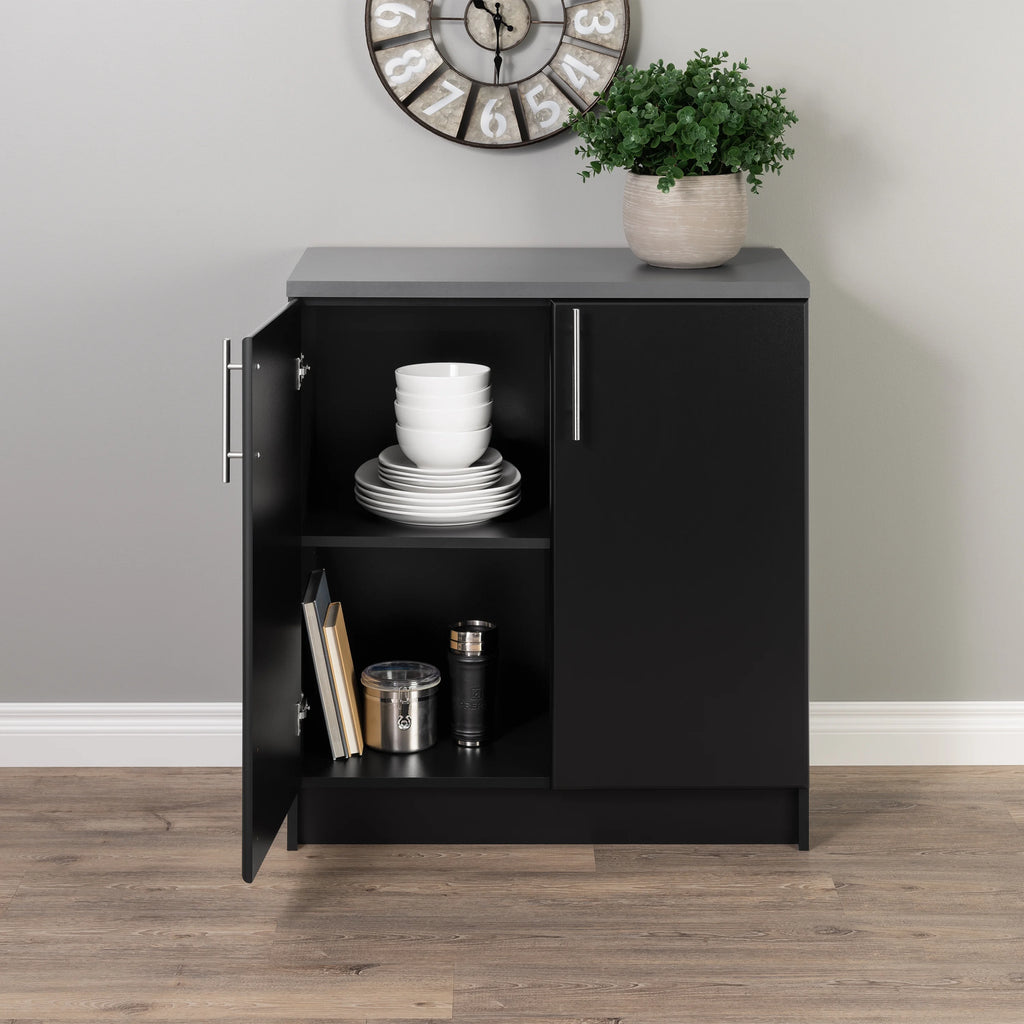 Prepac Elite Home Storage White Base Cabinet with Melamine Countertop