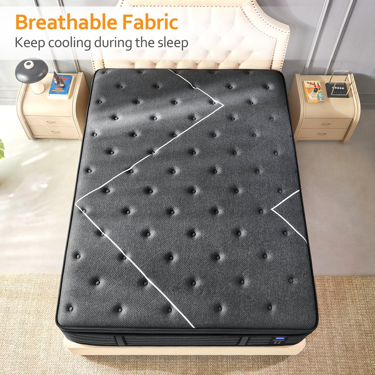 Extra Firm Twin Mattress, 14 Inch Twin Size Mattress, Hybrid Mattress in a Box with Foam Encased Edge Line, Firm Edge Support, Cooling Sleep & Pressure Relief, with Motion Isolation