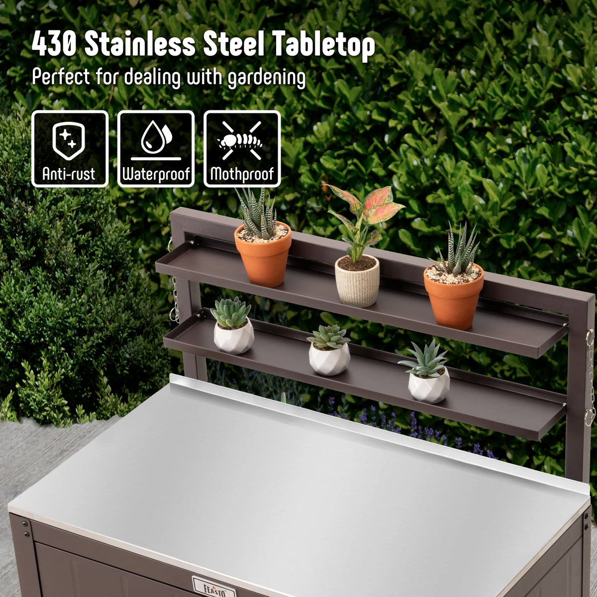 Feasto Garden Potting Bench with Storage Cabinet,Outdoor Gardening Table & Work Bench for Horticulture,Black