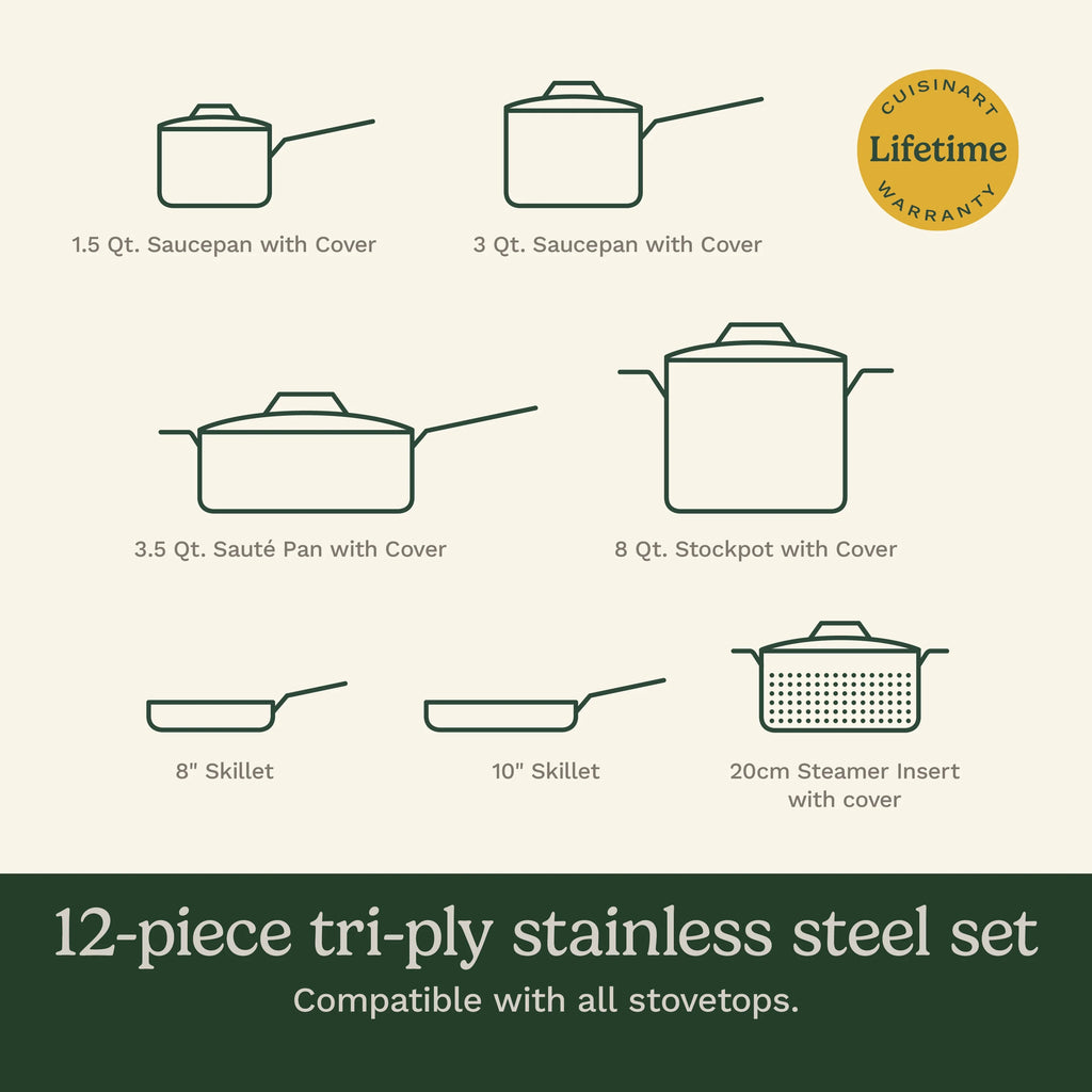 Cuisinart MultiClad Pro Triple Ply 12-Piece Stainless Steel Cookware Set