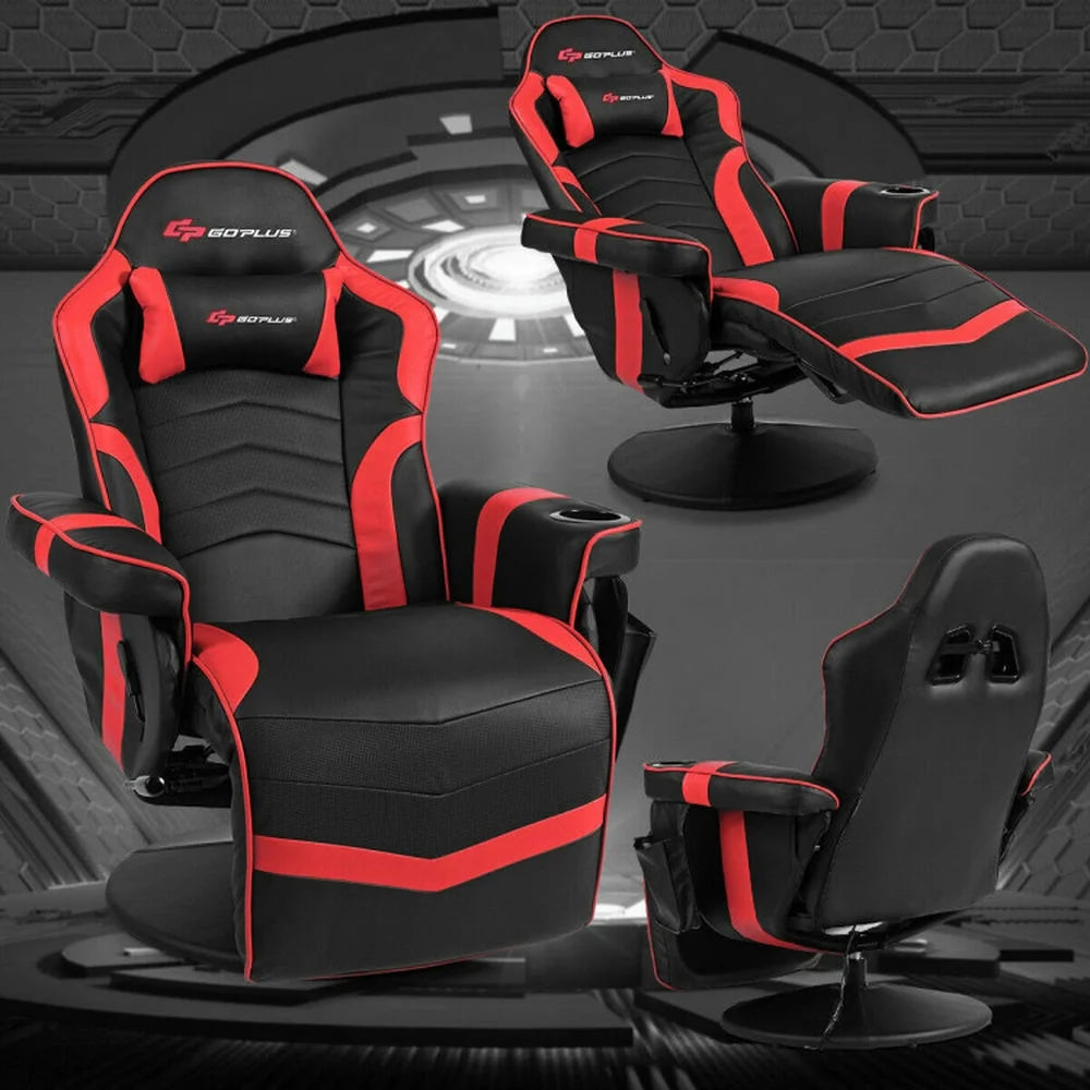 GVN Gaming Chairs,Ergonomic High Back Massage Gaming Chair with Pillow-Red