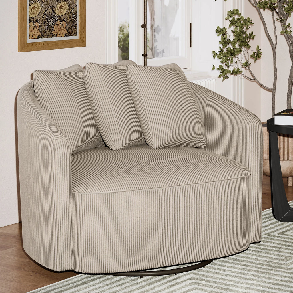 Beautiful Drew Accent Chair by Drew Barrymore, Cream Boucle