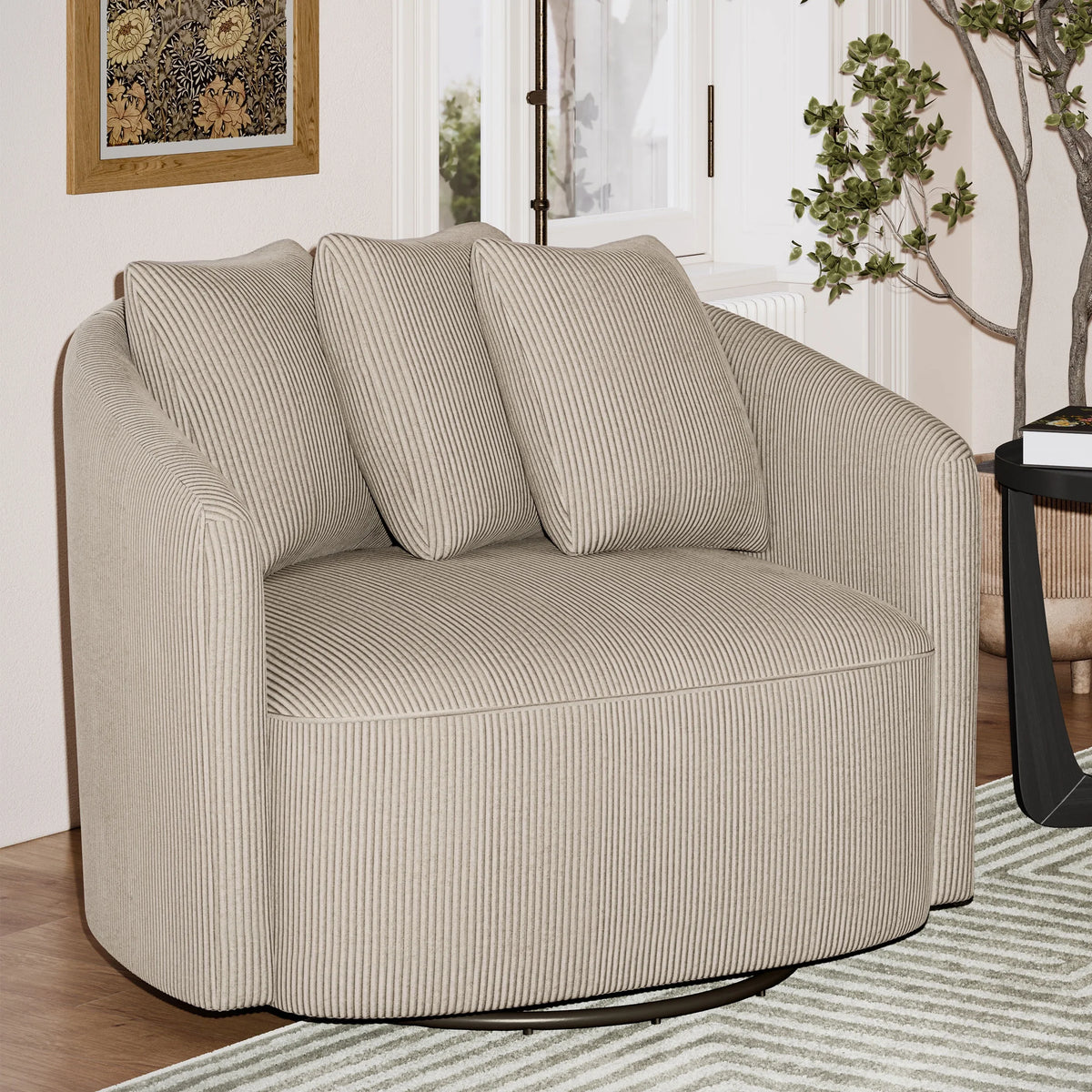 Beautiful Drew Accent Chair by Drew Barrymore, Cream Boucle