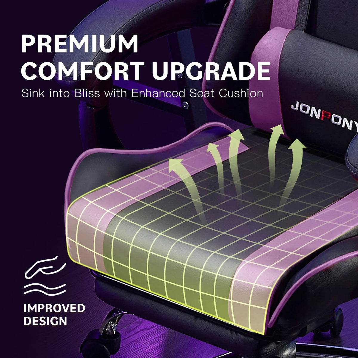 JONPONY Big and Tall Gaming Chair, Ergonomic Design, Gamer Chair PU Leather with Footrest and Lumbar Support, High Back Office Chair Support 8 Hours Long Sitting, Computer Chair,Black Grey