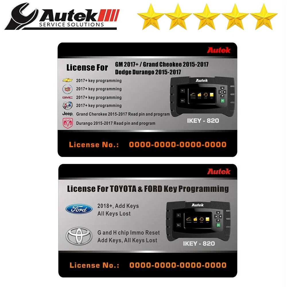 AUTEK IKEY820 Key Fob Programmer with license for 2018+ Ford Toyota H&G Chip OBD