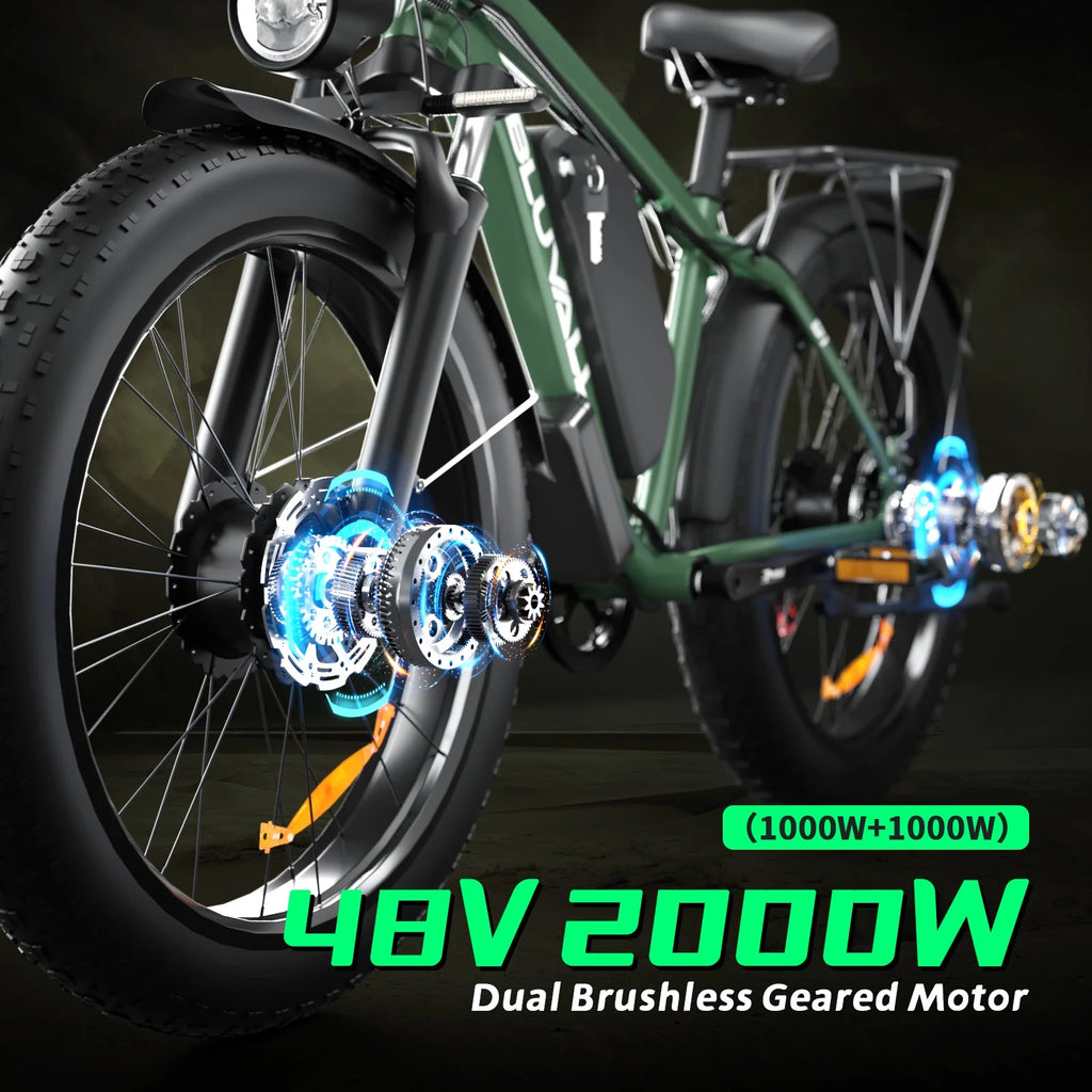 Electric Bike for Adults, 2000W 26'Fat Tire Electric Bike, 35MPH AWD Dual Motor Electric Bicycles, 48V 22.4AH Battery Fast Ebikes Dual Hydraulic Brakes UL 2849