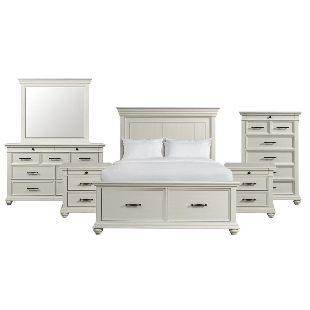 Picket House Furnishings Brooks Queen Platform Storage 6PC Bedroom Set in Grey