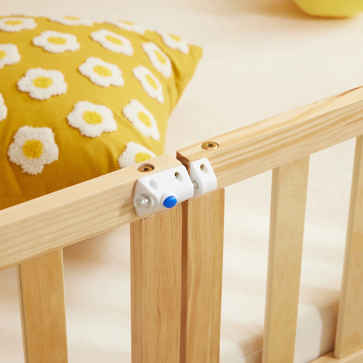 Ktaxon Montessori Twin Floor Bed with Safety Guardrails, Toddler Bed Frame for Kids, Wood Frame - Nature