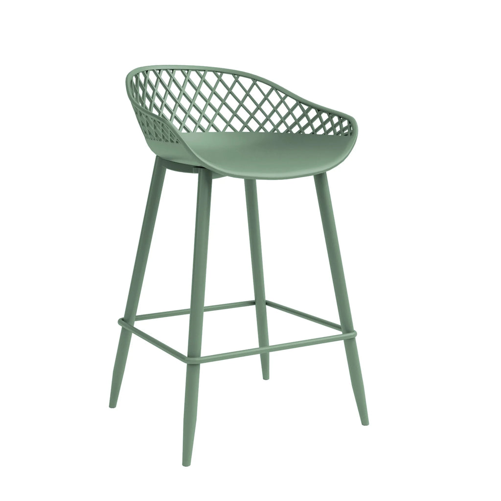 Kurv Indoor and Outdoor Counter Stool - Aloe Green - Set of 2