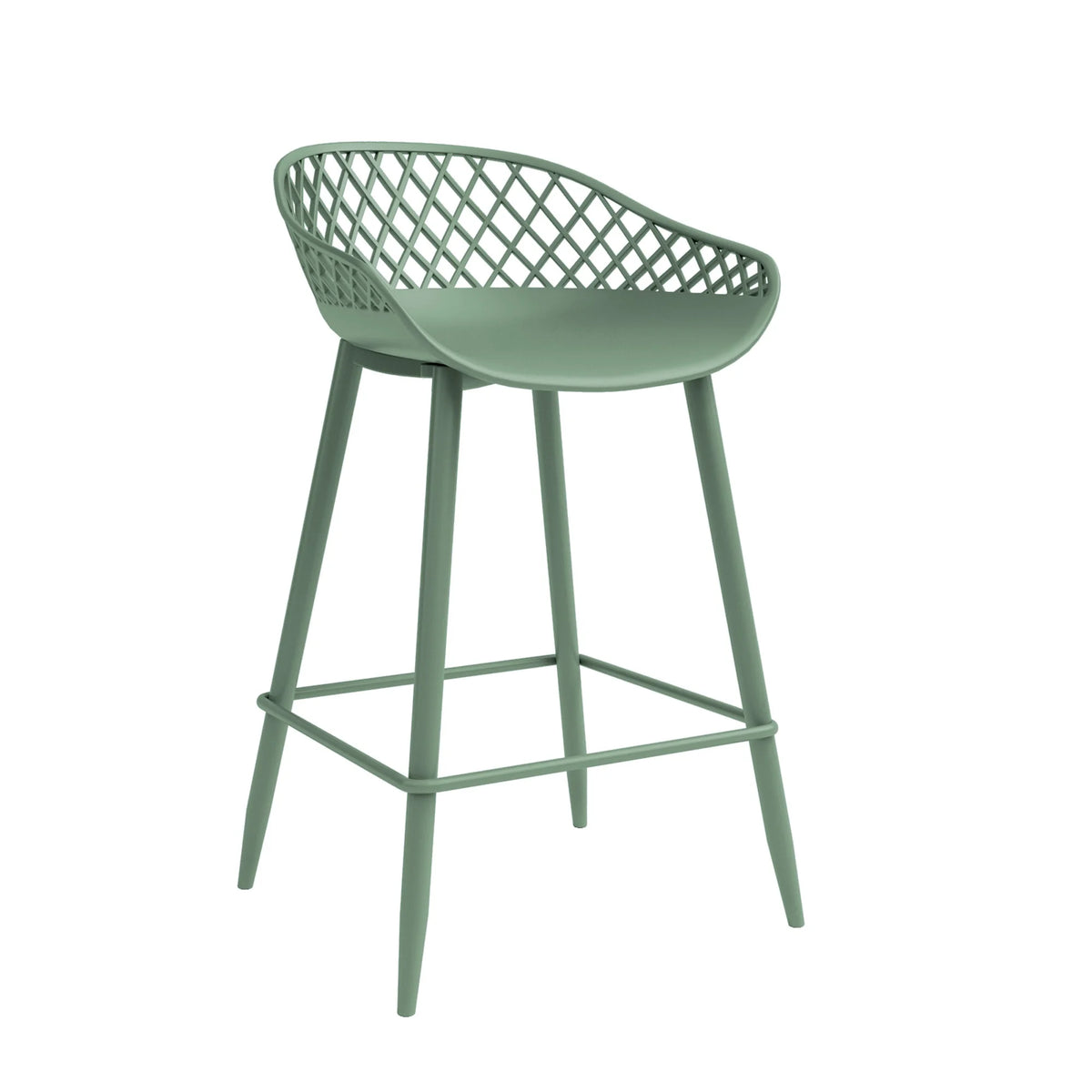 Kurv Indoor and Outdoor Counter Stool - Aloe Green - Set of 2