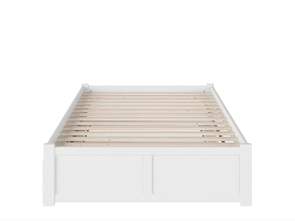Concord Full Platform Bed with Flat Panel Foot Board and Full Size Urban Trundle Bed in White