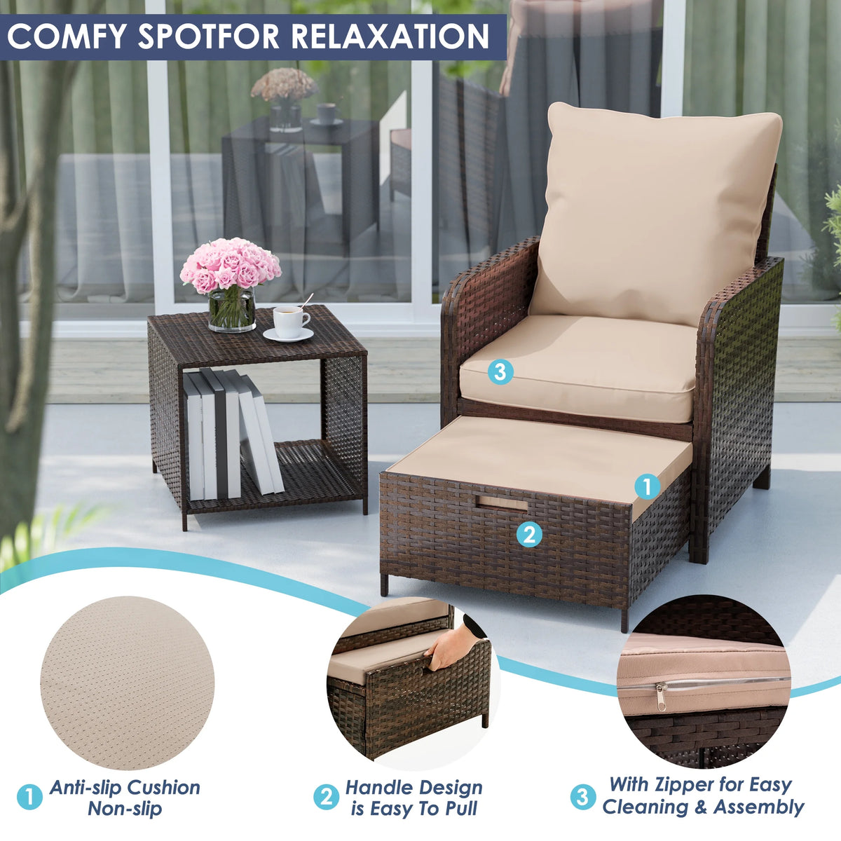 UDPATIO Balcony Furniture 5 Piece Patio Furniture Set, Outdoor Patio Chair , Dark Grey