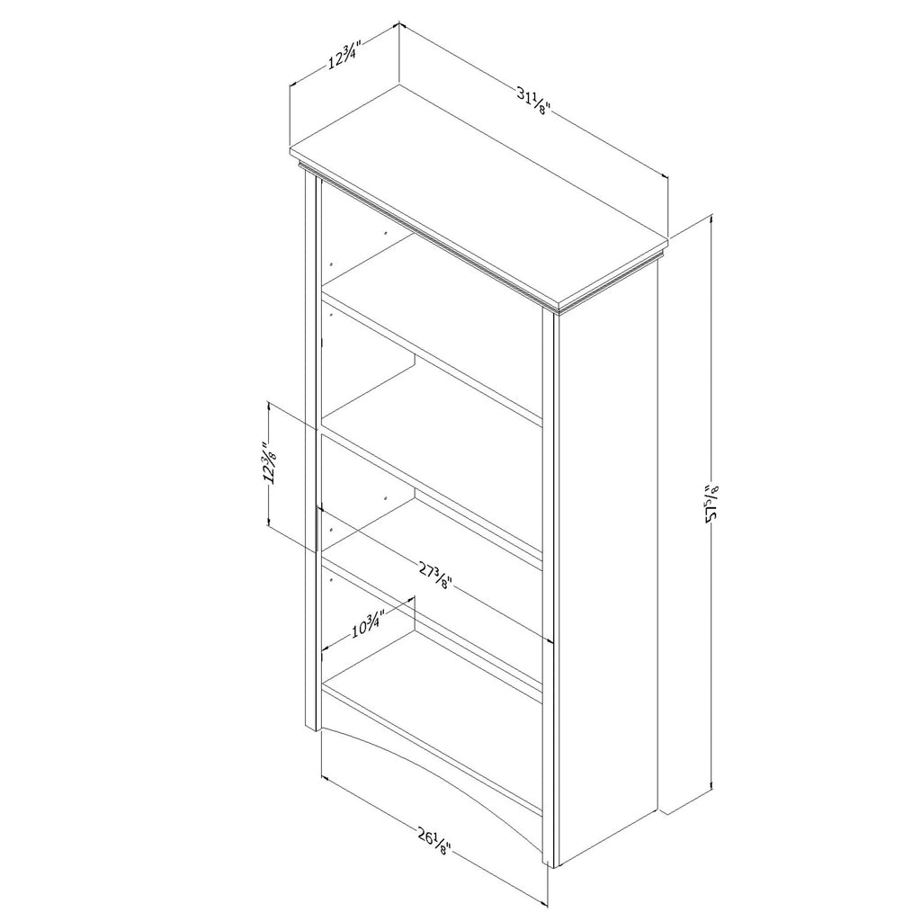 Gascony 4-Shelf Bookcase-Rubbed Black-South Shore