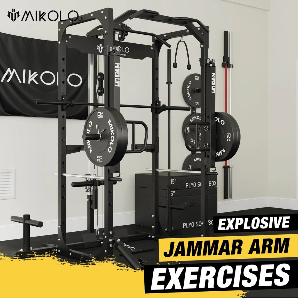 Mikolo Adjustable Jammer arms for power cage, Fit 2*2 Power Cage, Rated 600LBS for Body Strength Training