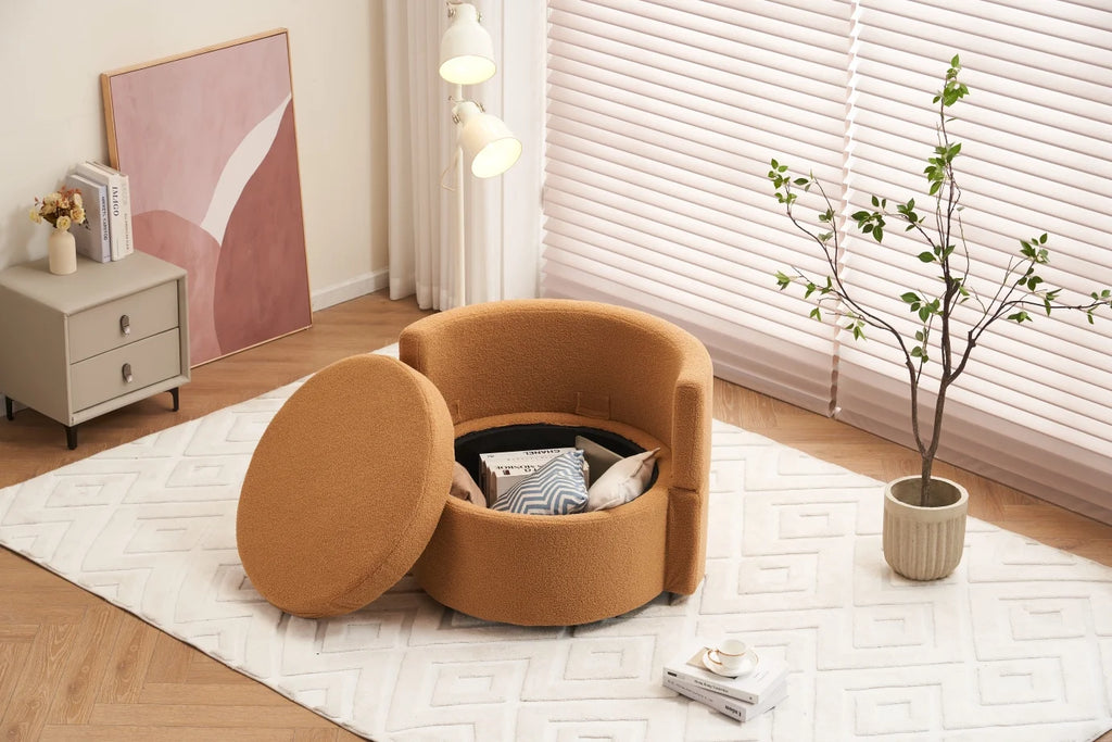Swivel Barrel Chair, Teddy Round Swivel Accent Sofa Chairs with 3 Pillows and Storage, Modern 360 Degree Boucle Swivel Chairs for Living Room, Bedroom, Office (Dark Gray, Teddy)