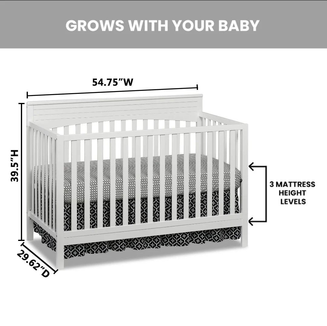 Oxford Baby Harper 4-in-1 Convertible Crib, Dove Gray, GREENGUARD Gold Certified, Wooden Crib