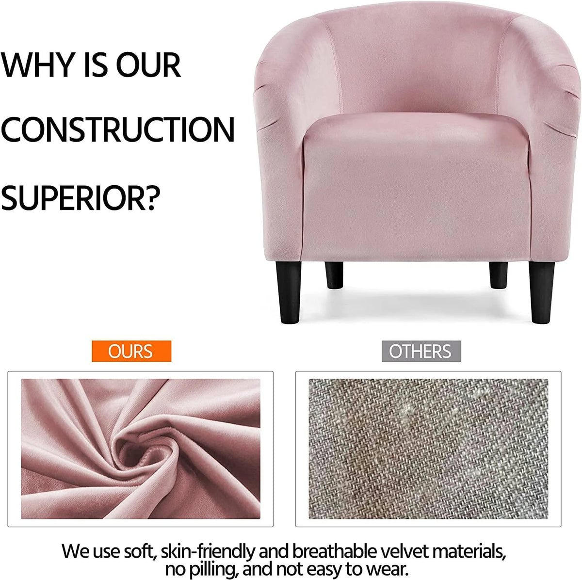 Club Chair, Velvet Accent Chair Upholstered Barrel Chair Sitting Chair with Armrest and Low Back for Living Room Bedroom, Pink
