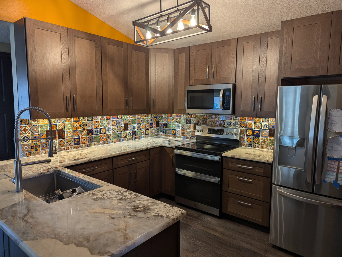 Color y Tradicion Multicolor 4'' x 4'' Ceramic Tiles for Walls, Countertops, Backsplash 100 Piece