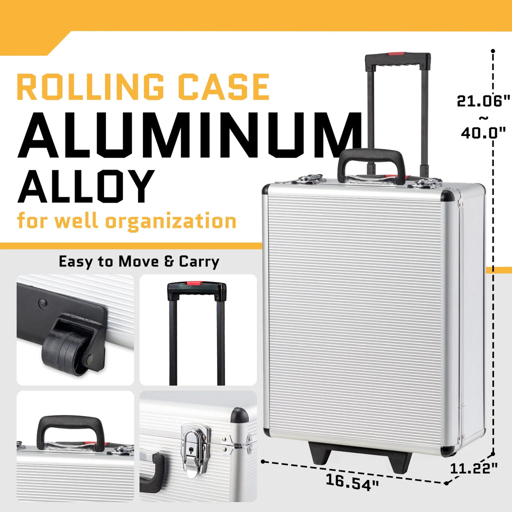 UBesGoo 799 Pcs Tool Set, Household Repair Hand Tool Kit, Mechanics Tool Kit, with Trolley Case, Silver